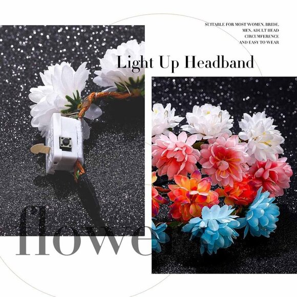 Light Up Flower Crown Daisy Headband Festival Party Wedding Unisex main image 4